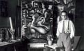 1946 – Mário Dionísio ao lado do quadro que havia de ser apreendido pela PIDE na II Exposição de Artes Plásticas (1947)