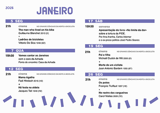 Cartaz da programação do mês de Janeiro 2026