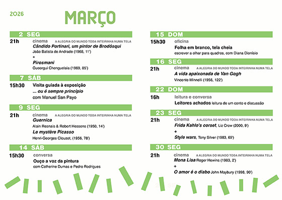 Cartaz da programação do mês de Março 2026