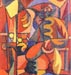 «Vendedor», óleo, 48 x 43, 1949. Col. Manuel Brito. Exposto em «Dos nos 10 aos anos 50», Centro de Arte, Palácio Anjos (Algés, 2007)