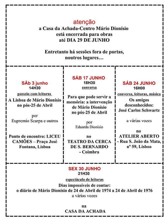 Cartaz da programação do mês de Junho 2017