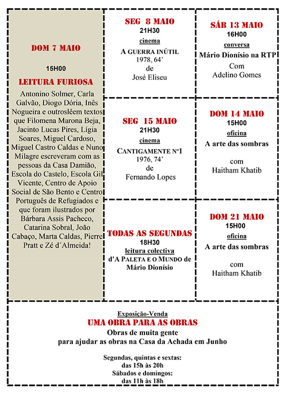 Cartaz da programação do mês de Maio 2017