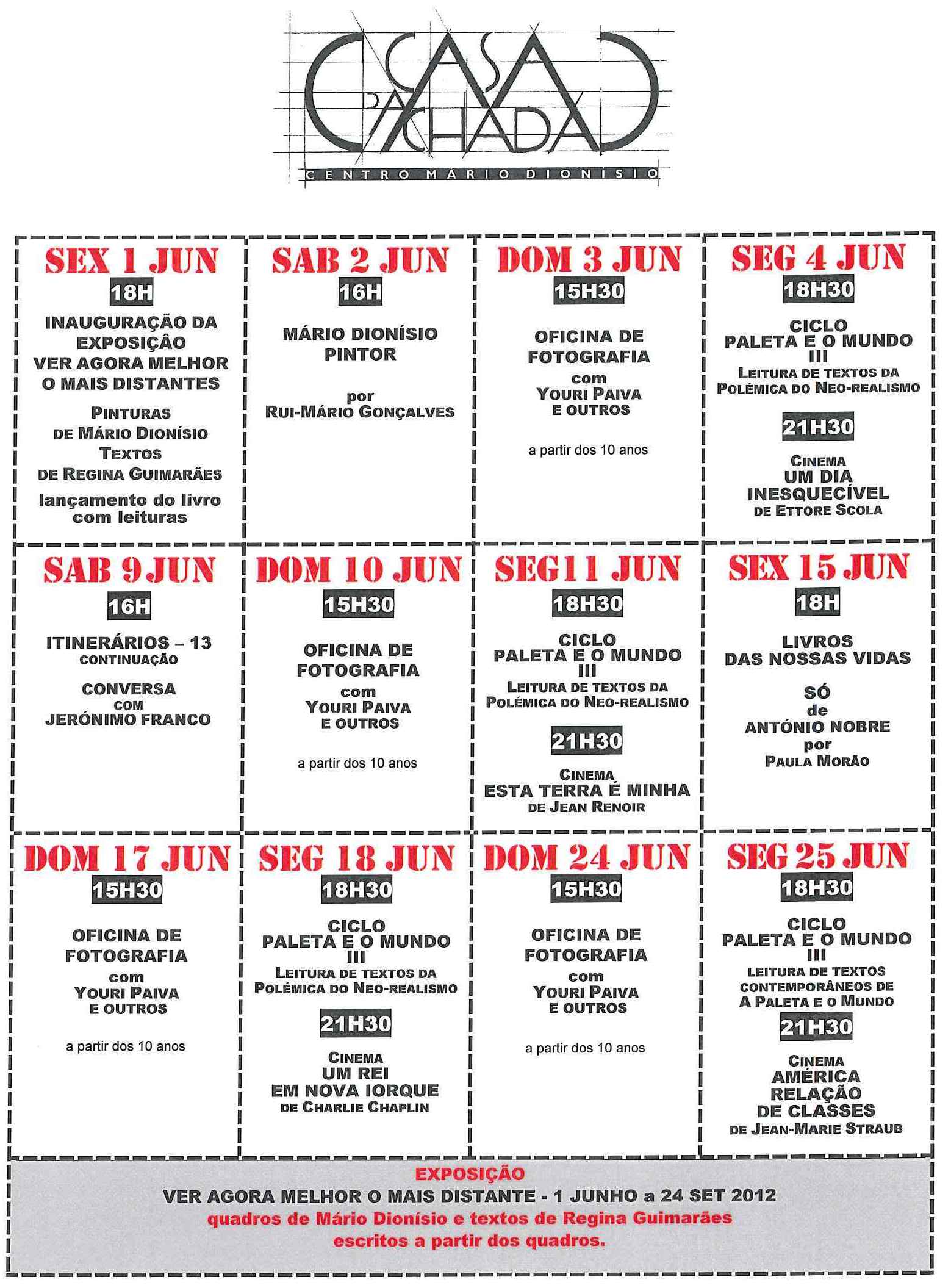 Cartaz da programação do mês de Maio